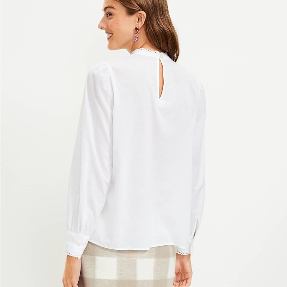 NWT Loft Lace Trim Pintucked Blouse Size XS - Picture 9 of 10